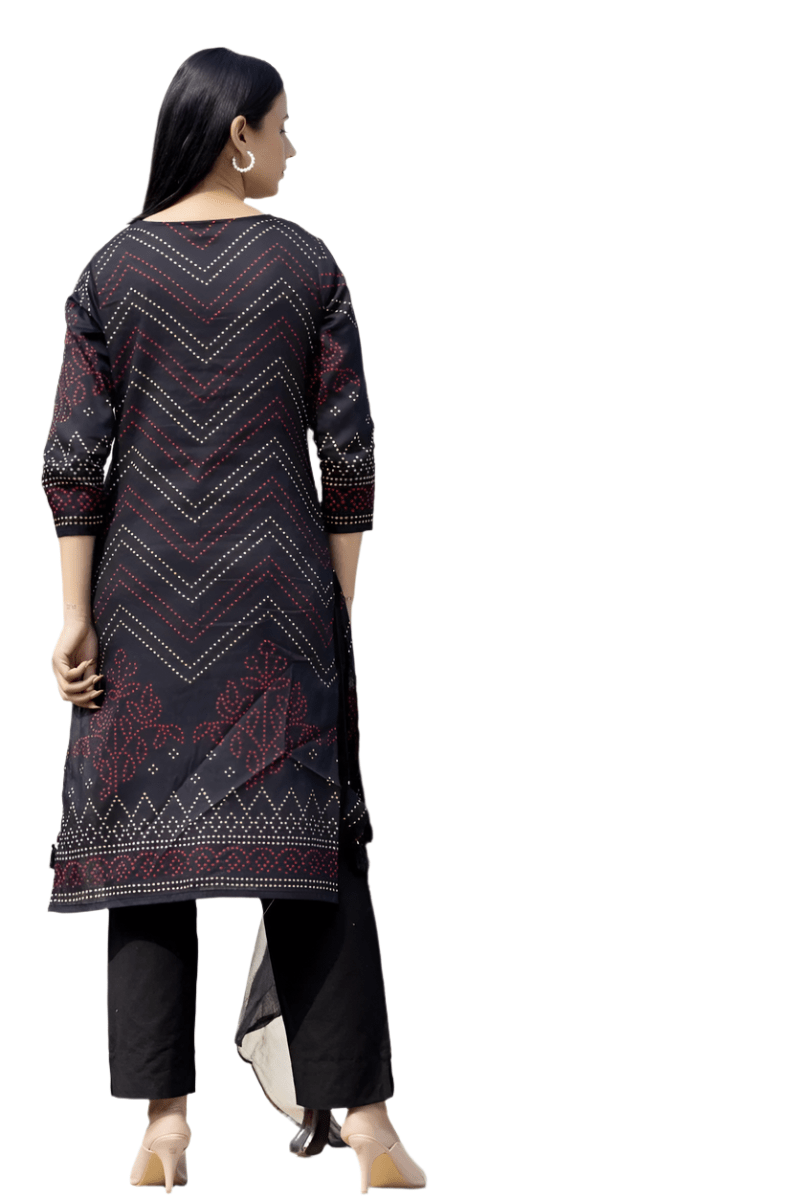 Black Embroidered Cotton Kurta Sharara Set with Dupatta – Effortlessly Elegant - swadeshsouq.com