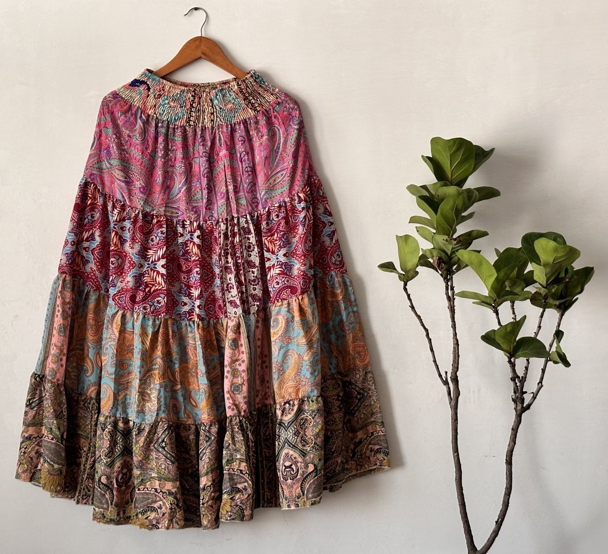 Eco - Friendly Artisan Skirt – Reimagined Viscose Rayon with Unique Mixed Patterns | Sustainable Fashion for Women - swadeshsouq.com