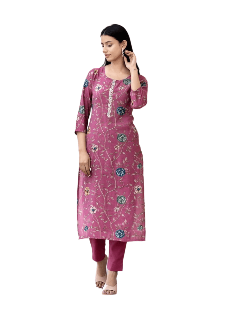 Floral Printed Kurta Pant Set with Dupatta – A Perfect Blend of Elegance and Comfort - swadeshsouq.com