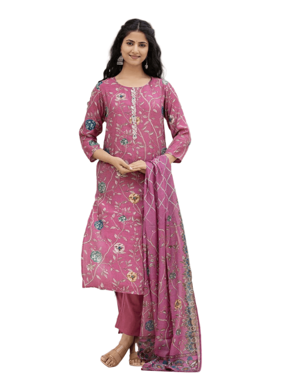 Floral Printed Kurta Pant Set with Dupatta – A Perfect Blend of Elegance and Comfort - swadeshsouq.com