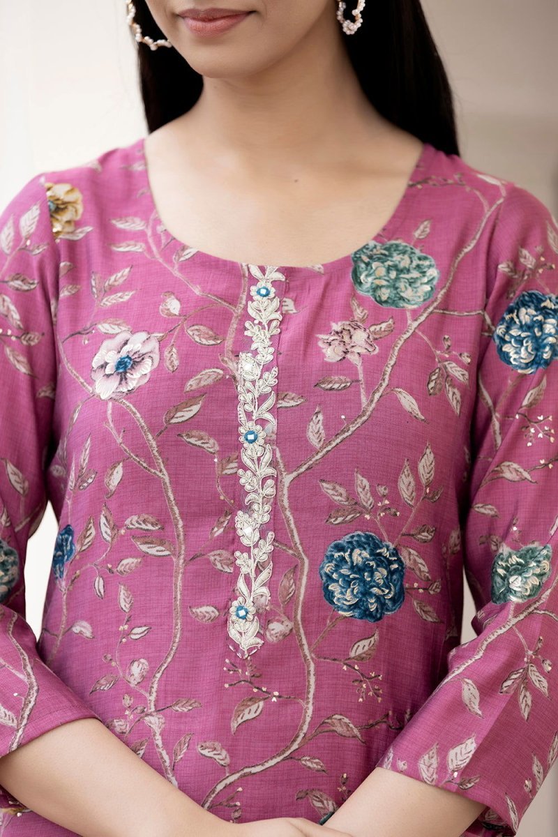 Floral Printed Kurta Pant Set with Dupatta – A Perfect Blend of Elegance and Comfort - swadeshsouq.com