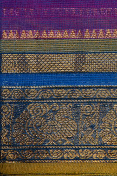 Lavender Pure Cotton Saree with Beautiful Zari Borders - swadeshsouq.com