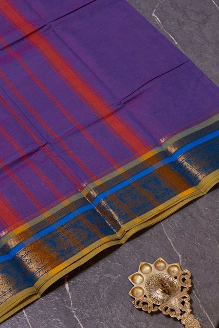 Lavender Pure Cotton Saree with Beautiful Zari Borders - swadeshsouq.com