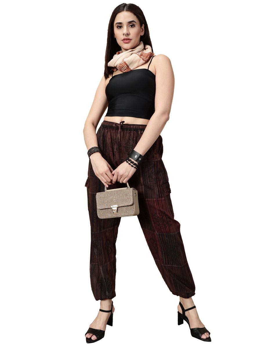 One Size Women's Patchwork Yoga Boho Harem Pants | Fits Waist Size 28 to 36 Inches - swadeshsouq.com