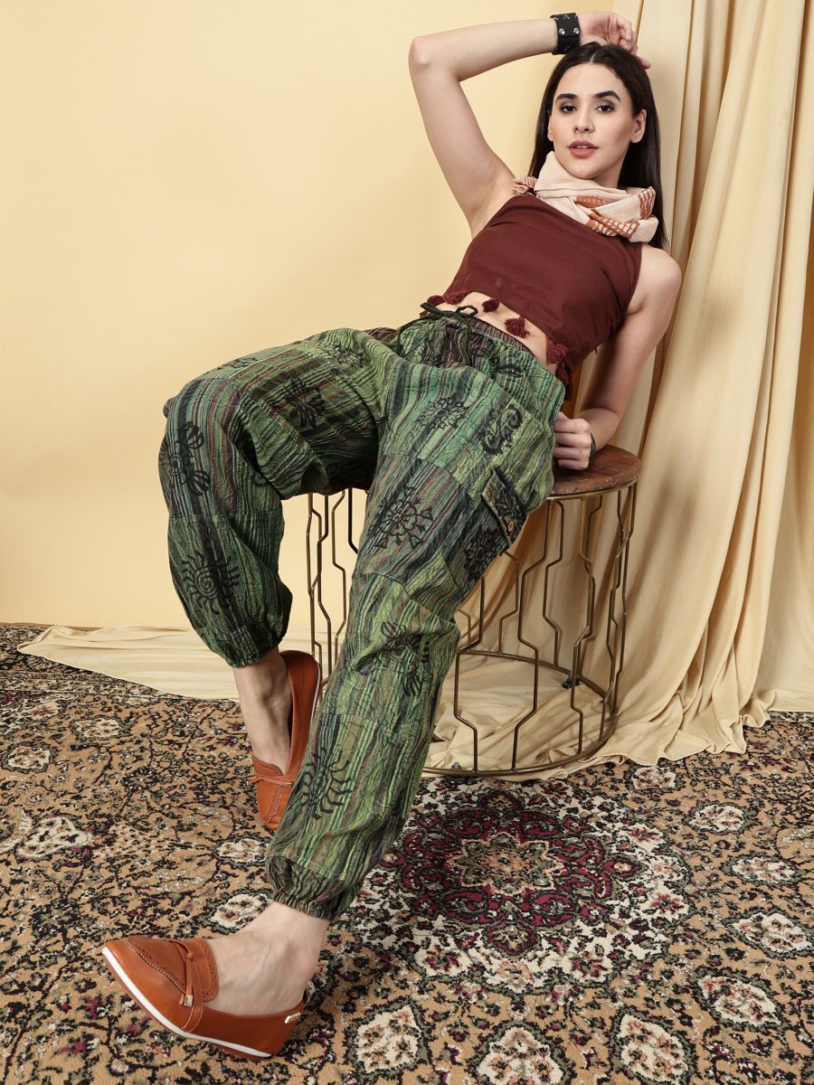 One Size Women's Patchwork Yoga Boho Harem Pants | Fits Waist Size 28 to 36 Inches - swadeshsouq.com