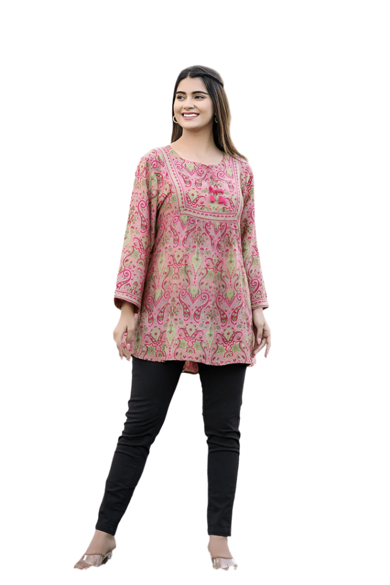 Peach Blossom Printed Top - swadeshsouq.com