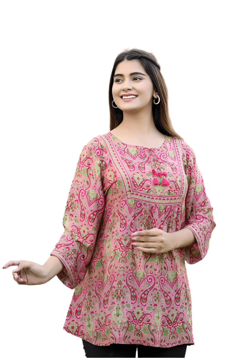 Peach Blossom Printed Top - swadeshsouq.com