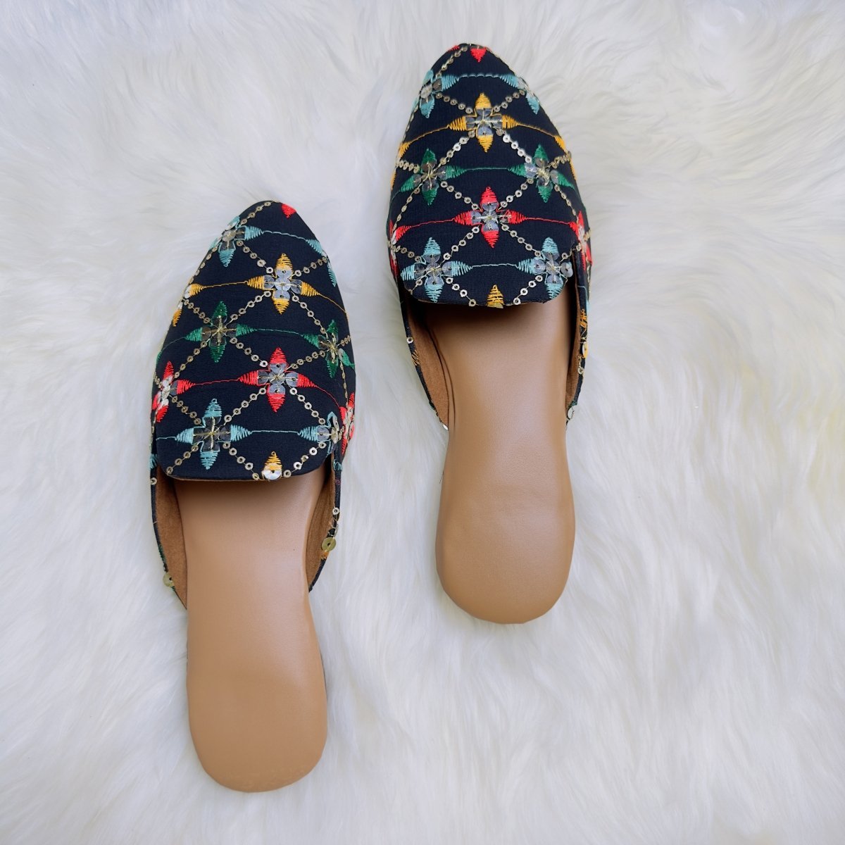 Rajasthan Black Chappal Women's Handmade Kolhapuri Sandals