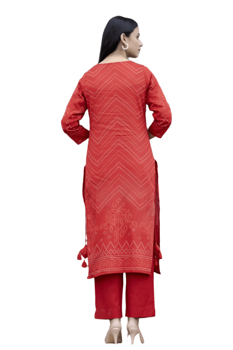 Red Embroidered Cotton Kurta Sharara Set with Dupatta – Radiant and Refined - swadeshsouq.com