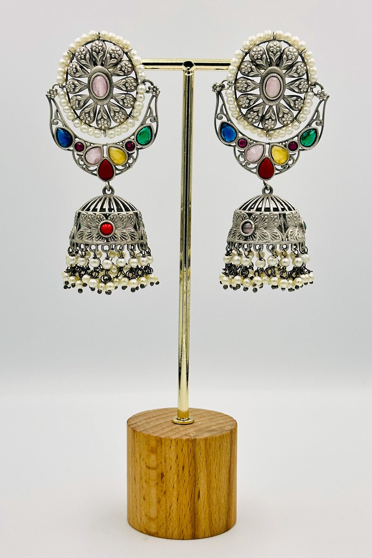 Multicolor jhumka earrings hot sale