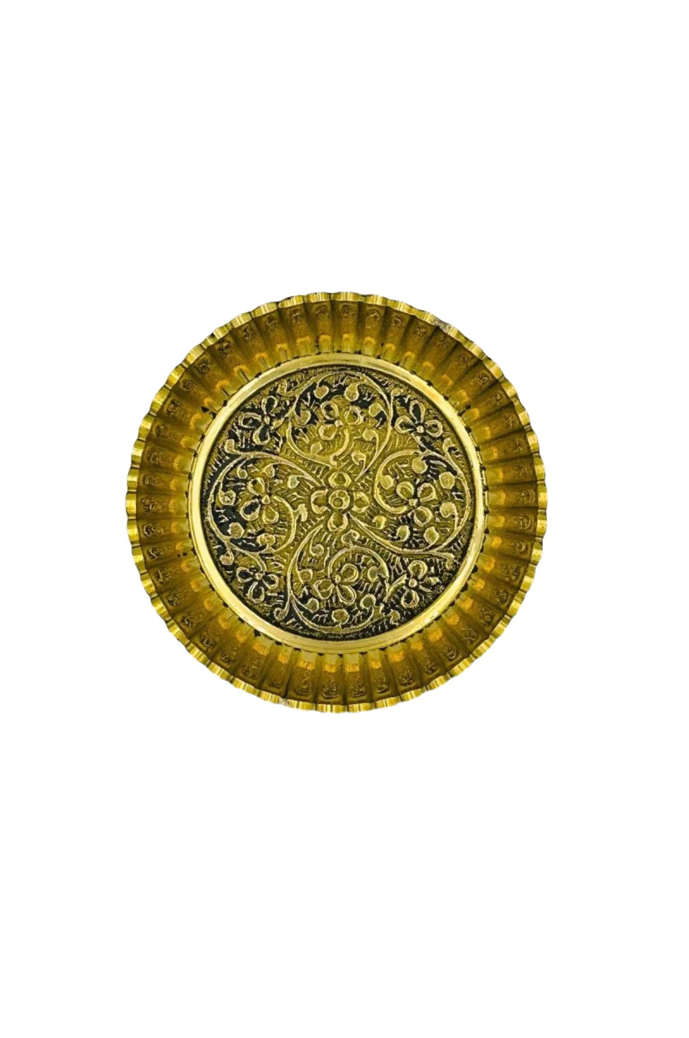 Exquisite Brass Plate with Intricate Blossom Design - swadeshsouq.com