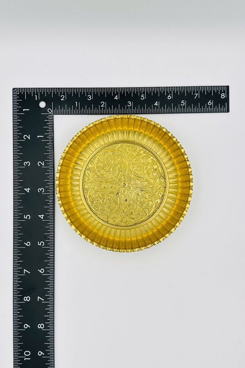 Exquisite Brass Plate with Intricate Blossom Design - swadeshsouq.com
