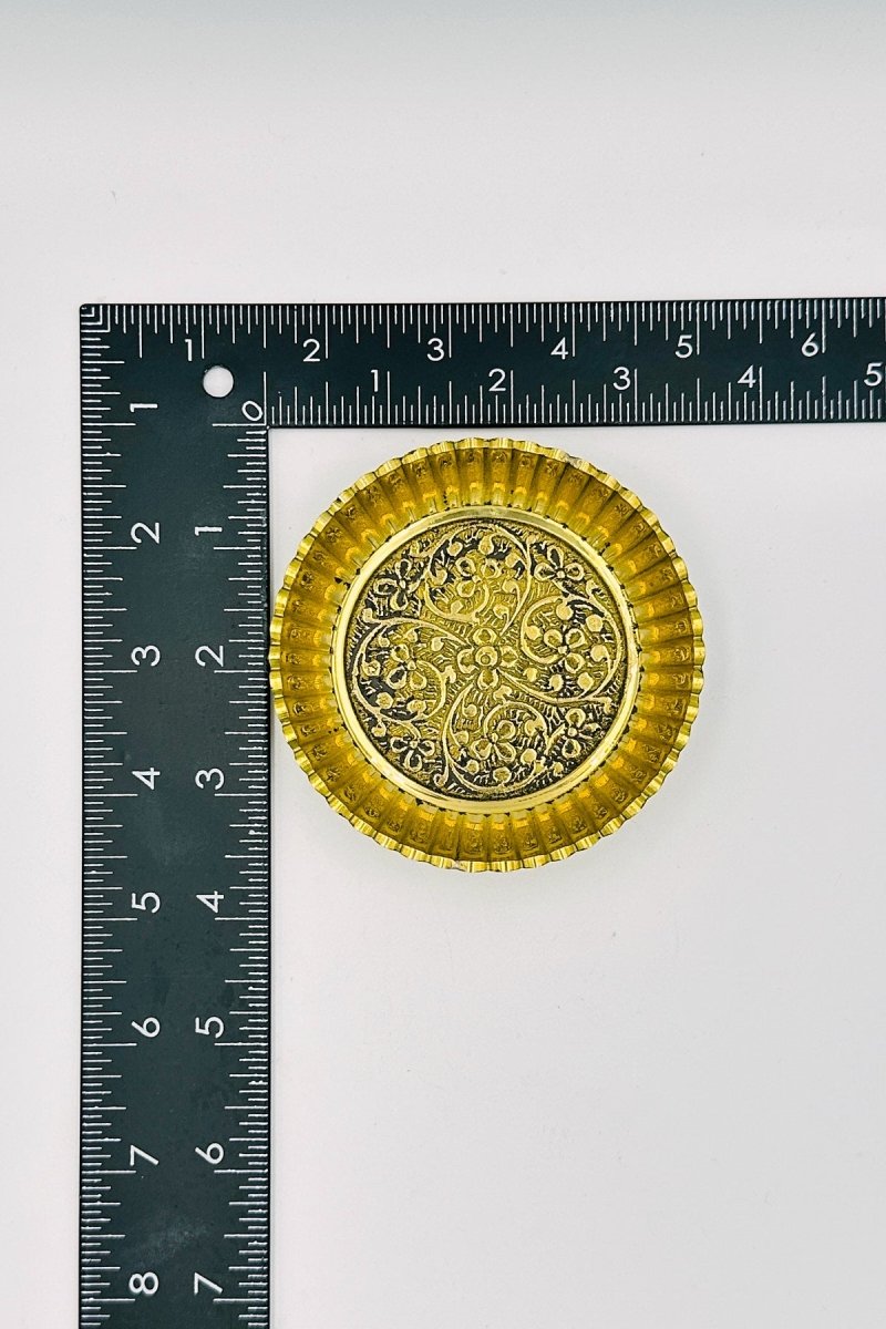 Exquisite Brass Plate with Intricate Blossom Design - swadeshsouq.com