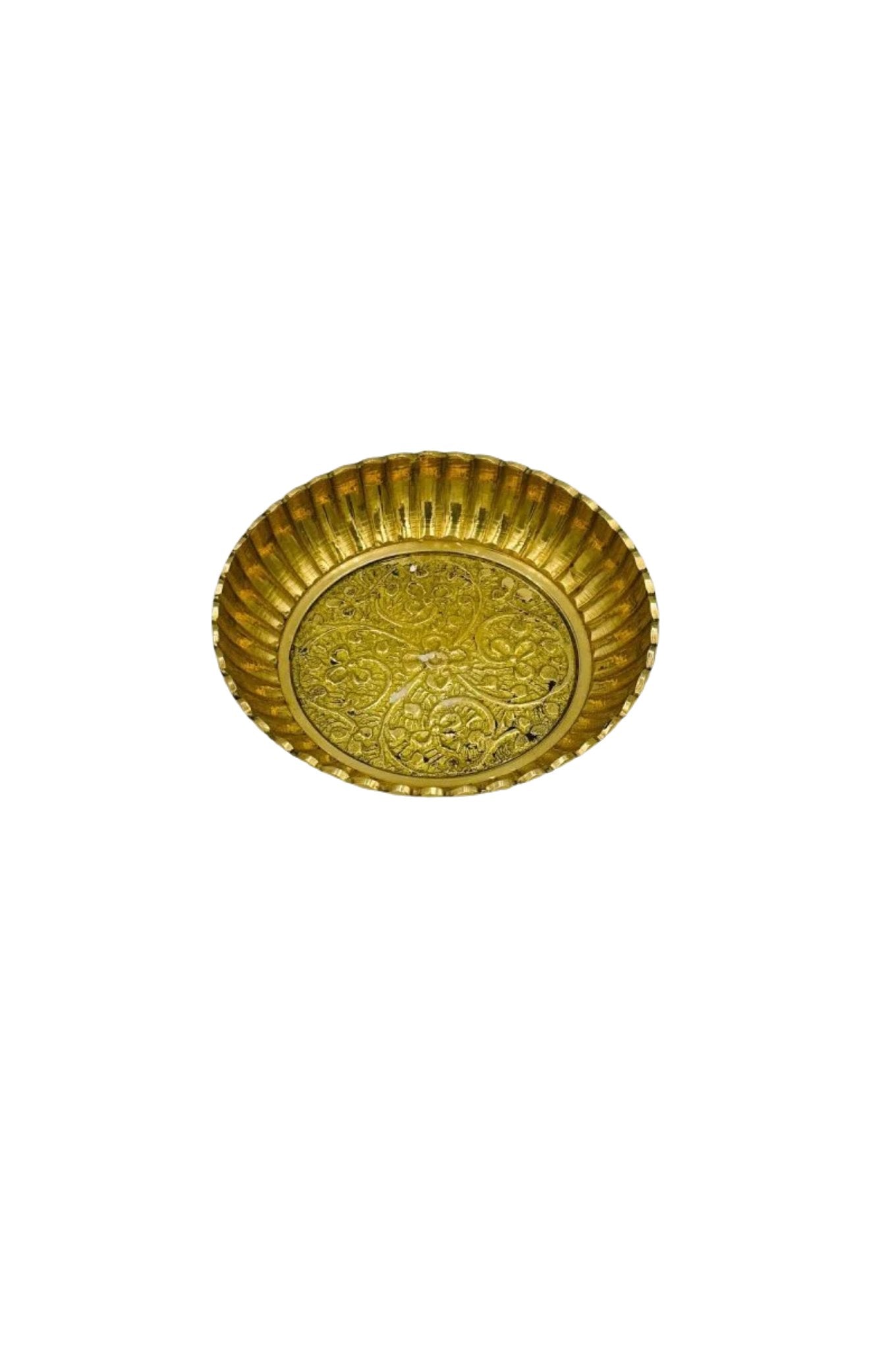 Exquisite Brass Plate with Intricate Blossom Design - swadeshsouq.com