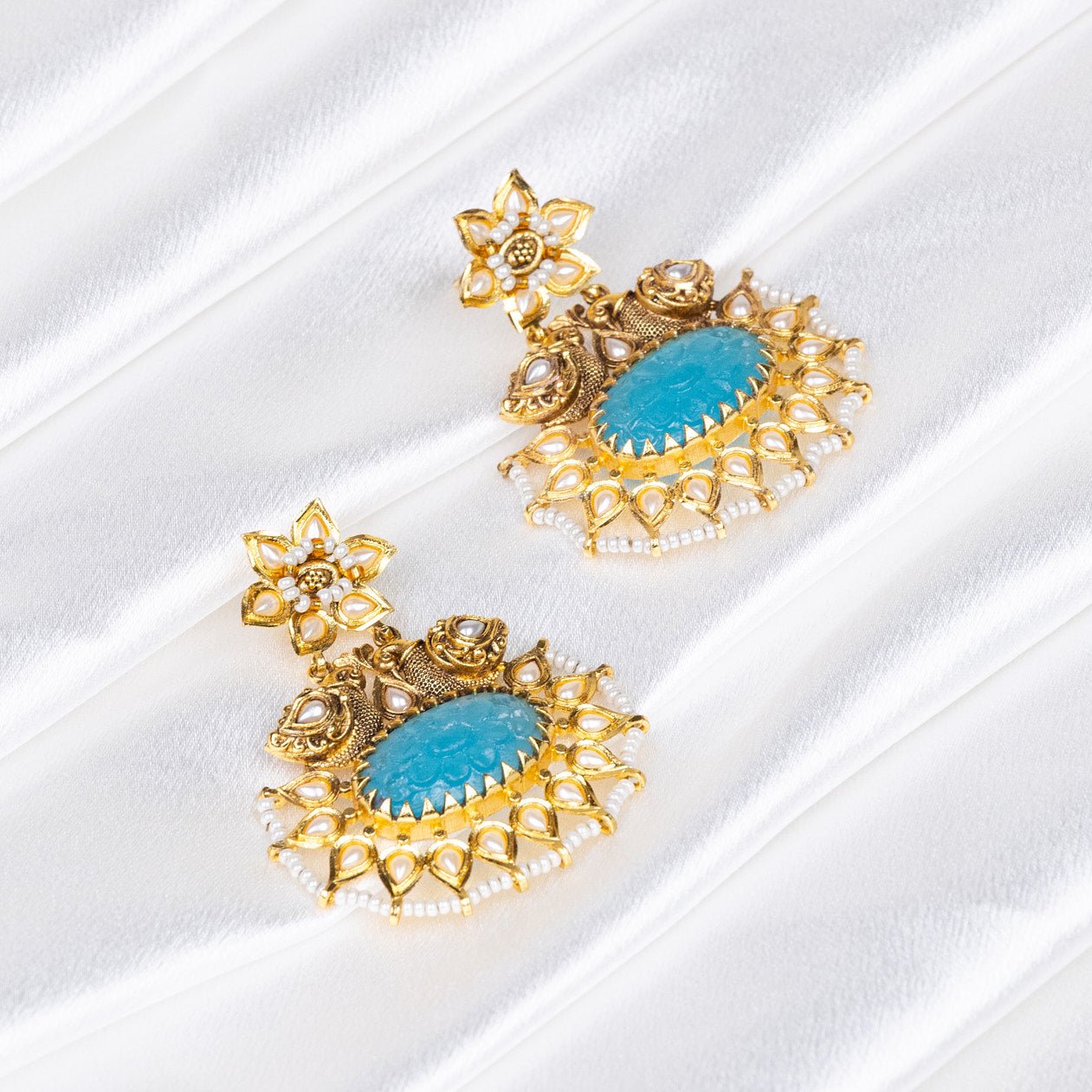 Floral Jadau Chandbalis: A Tapestry of Stones, Pearls, and Artistry - swadeshsouq.com
