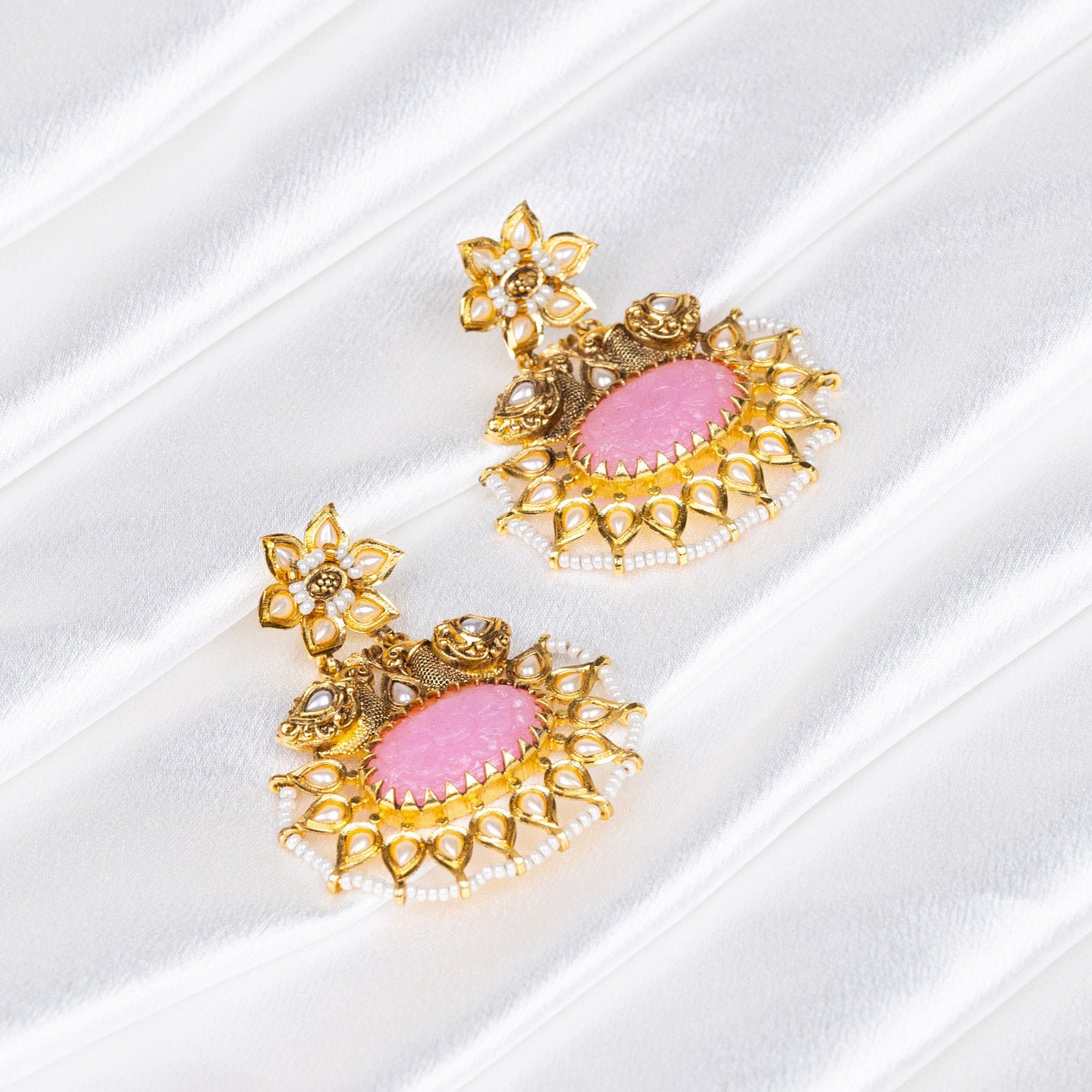 Floral Jadau Chandbalis: A Tapestry of Stones, Pearls, and Artistry - swadeshsouq.com