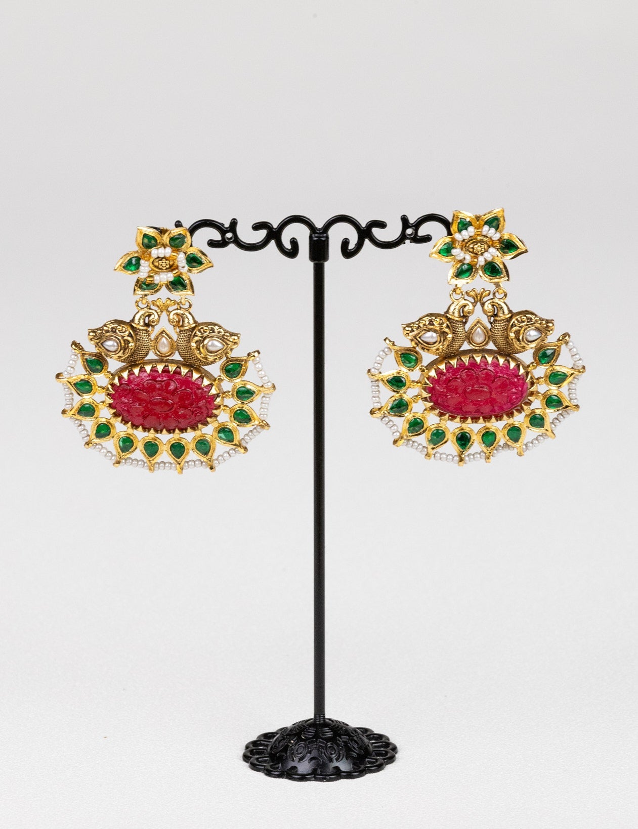 Floral Jadau Chandbalis: A Tapestry of Stones, Pearls, and Artistry - swadeshsouq.com