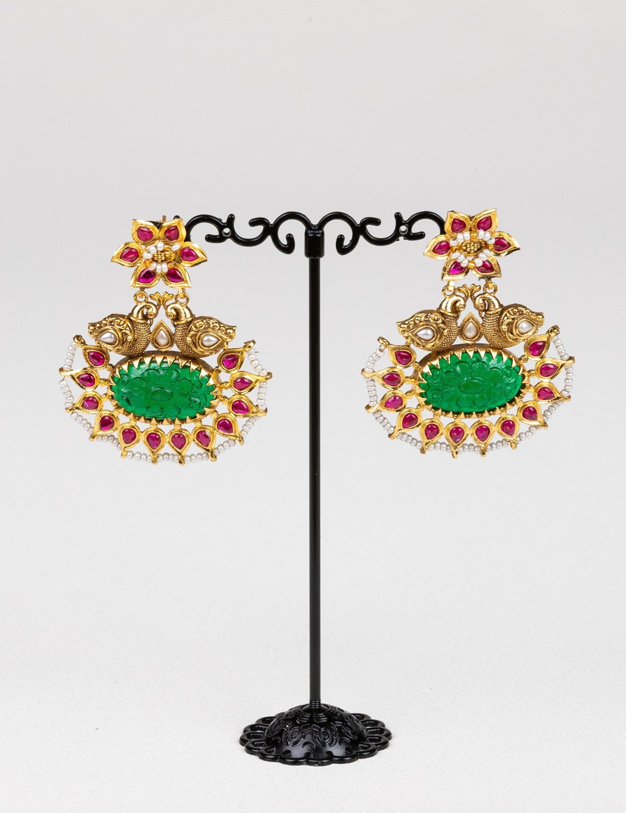Floral Jadau Chandbalis: A Tapestry of Stones, Pearls, and Artistry - swadeshsouq.com