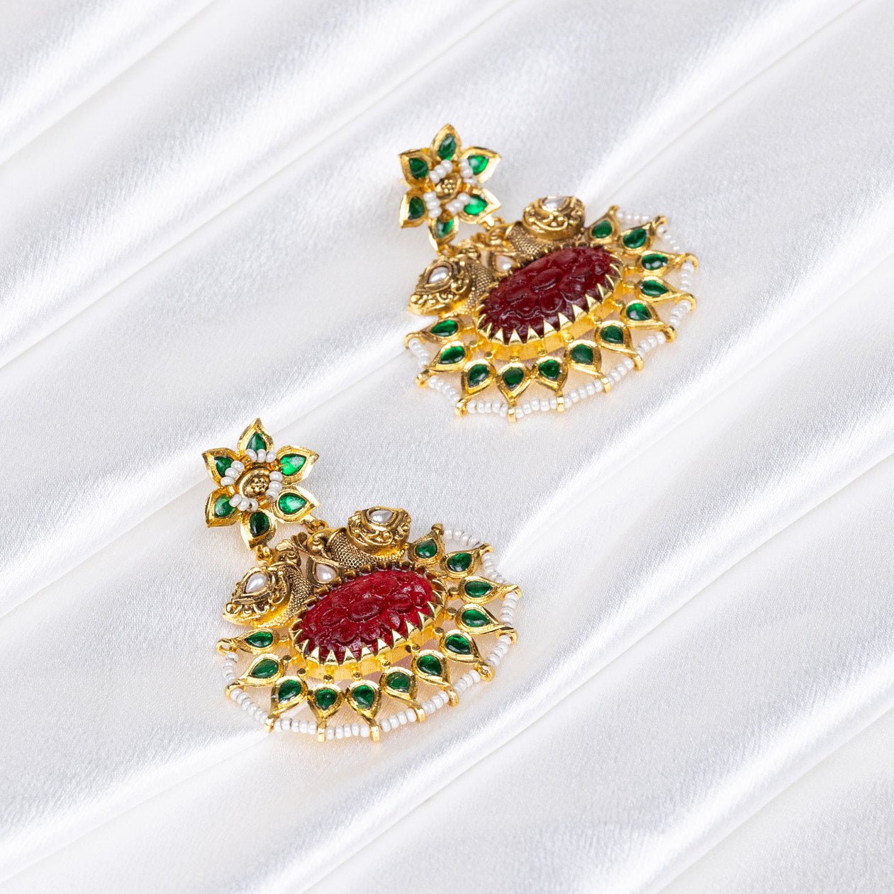 Floral Jadau Chandbalis: A Tapestry of Stones, Pearls, and Artistry - swadeshsouq.com