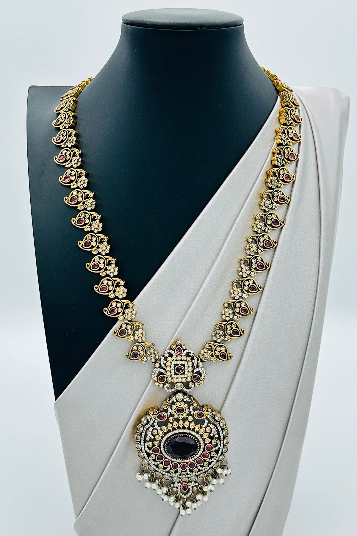 Premium Victorian Brass Long Necklace Set - swadeshsouq.com