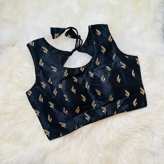 Black Blouse with Golden Aari Work