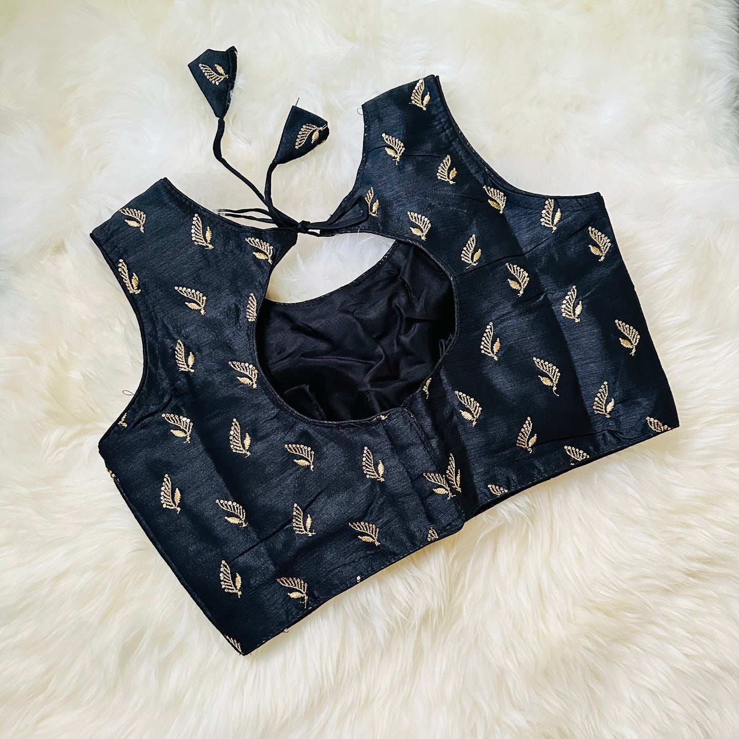 Black Blouse with Golden Aari Work
