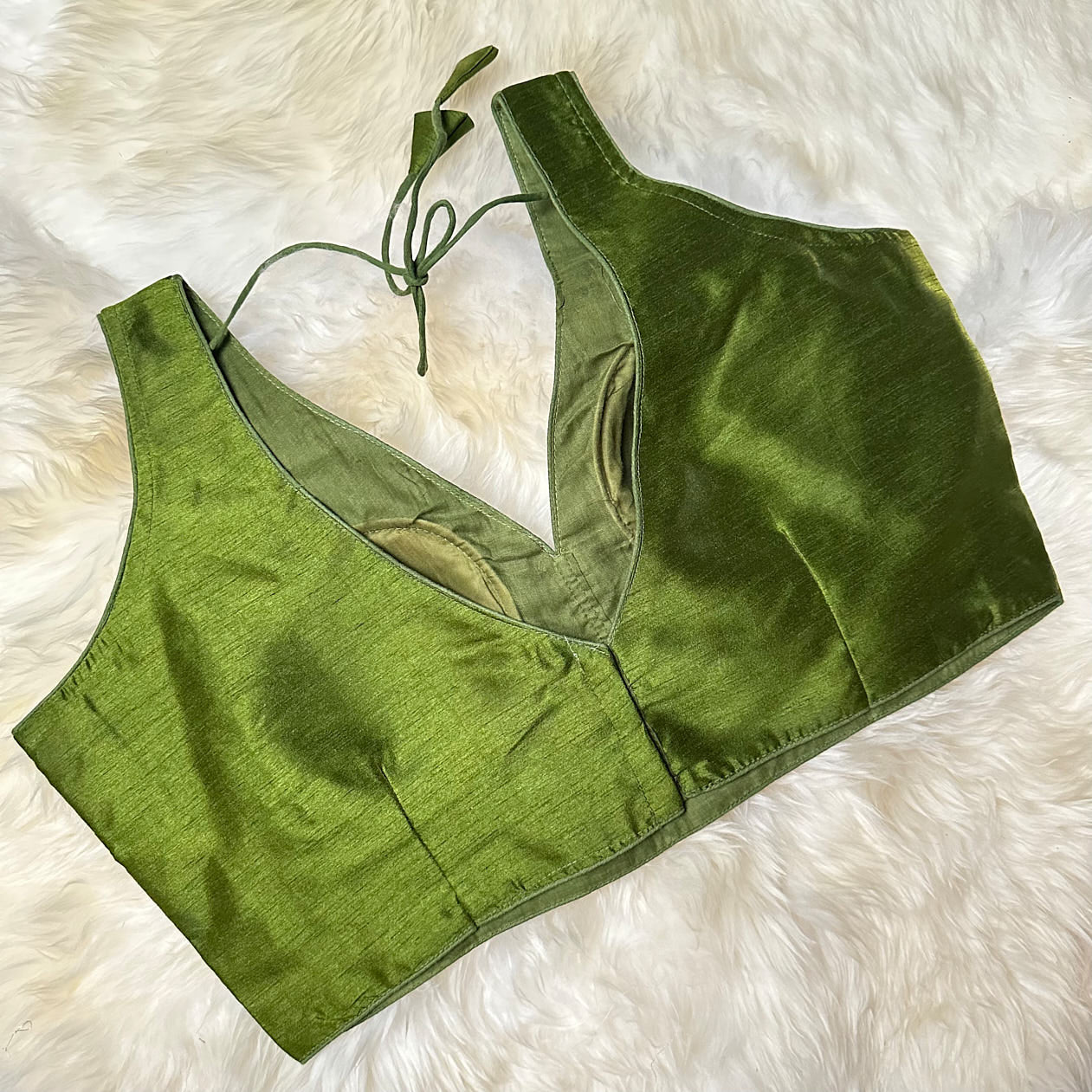 Elegant Olive Green Silk Blouse – Plus Size Perfect Fit (38 to 44) – Sophisticated & Comfortable