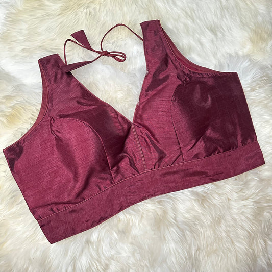 Elegant Burgundy Silk Blouse – Plus Size Perfect Fit (38 to 44) – Rich & Comfortable