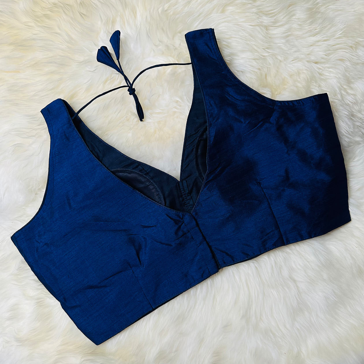 Blue Silk Blouse – Plus Size Perfect Fit (38 to 44) – Elegant & Versatile