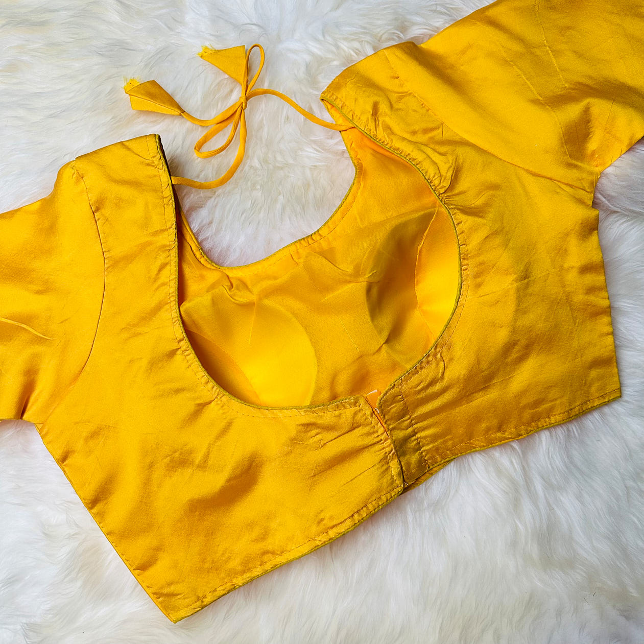 Radiant Yellow Silk Long-Sleeve Blouse – Perfect Fit (32 to 38) – Bright & Joyful