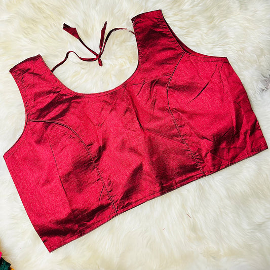 Elegant Maroon Extra Large Silk Blouse – Unpadded Comfort, Fits Up to 48