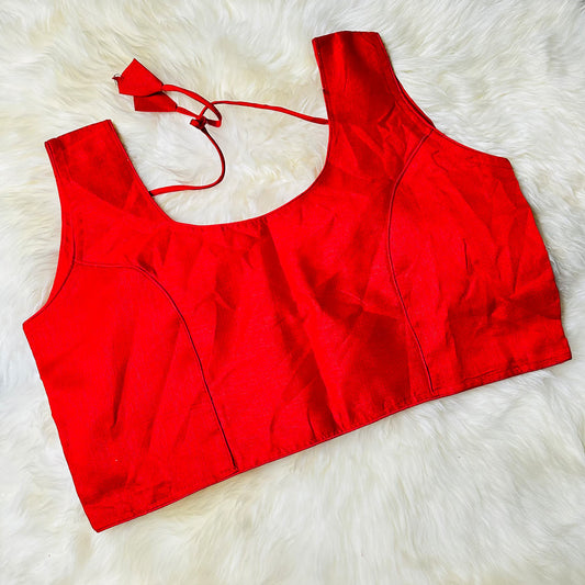 Bold Red Extra Large Silk Blouse – Unpadded, Fits Up to 48