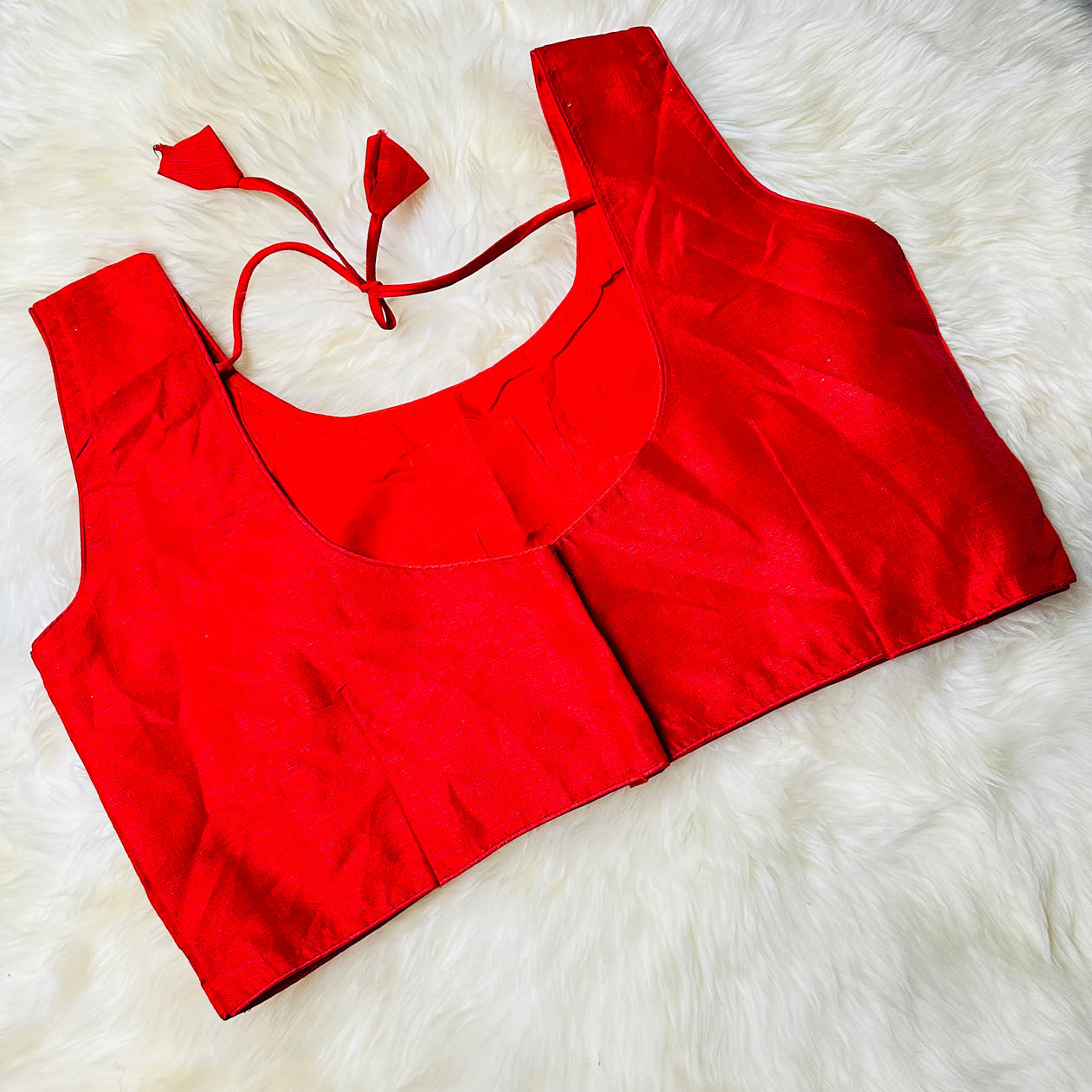 Bold Red Extra Large Silk Blouse – Unpadded, Fits Up to 48