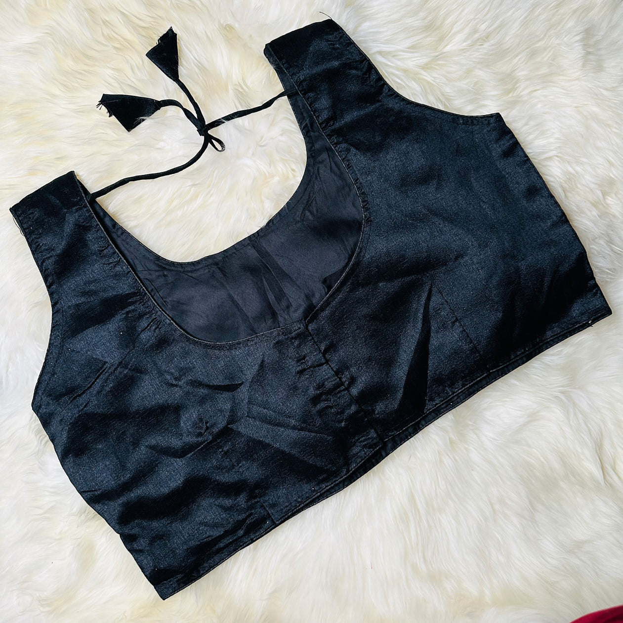 Classic Black Extra Large Silk Blouse – Unpadded, Fits Up to 48
