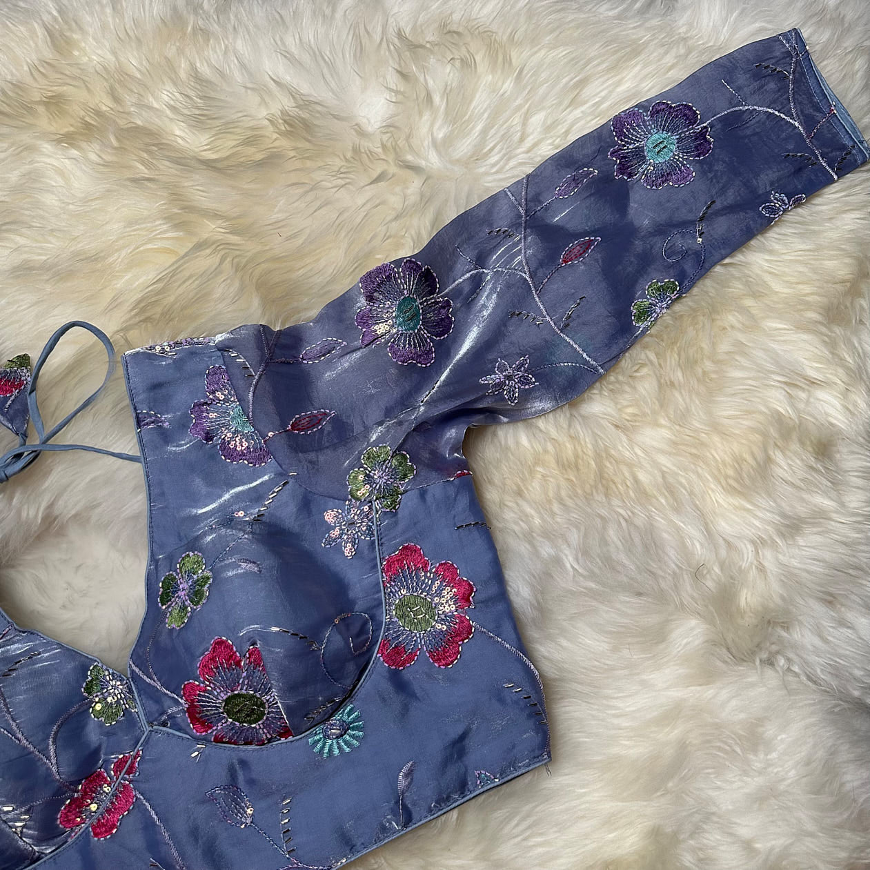 Elegant Grey Jimichoo Beaded Blouse | Size 32–40