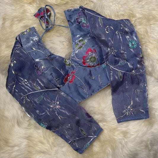 Elegant Grey Jimichoo Beaded Blouse | Size 32–40