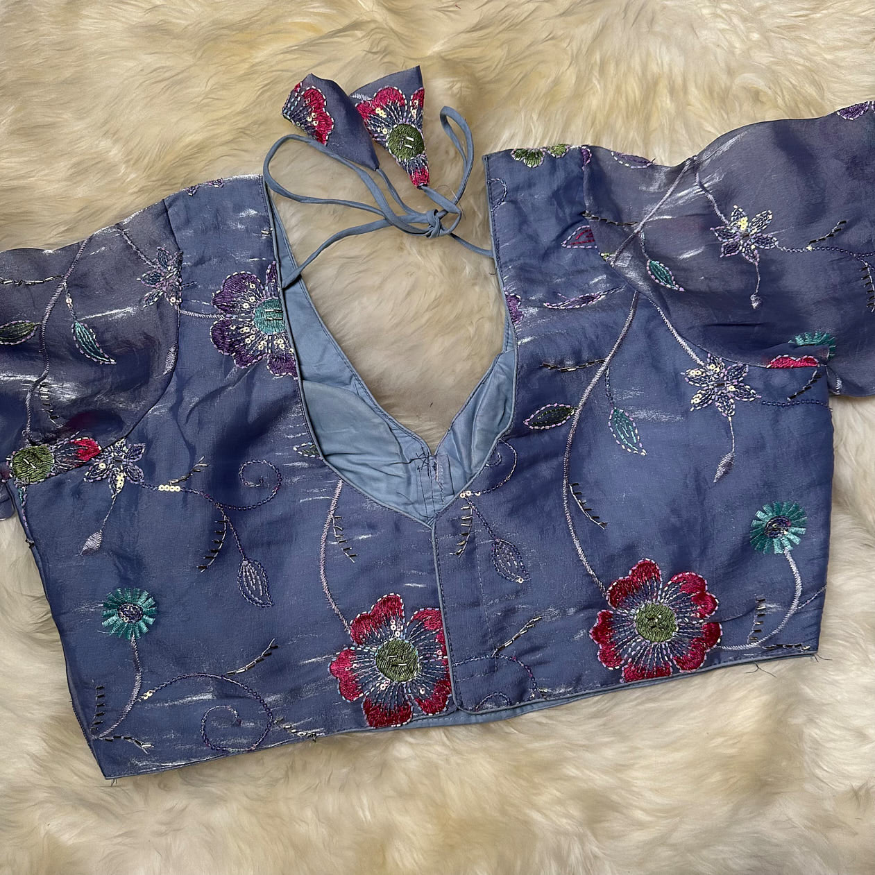 Elegant Grey Jimichoo Beaded Blouse | Size 32–40