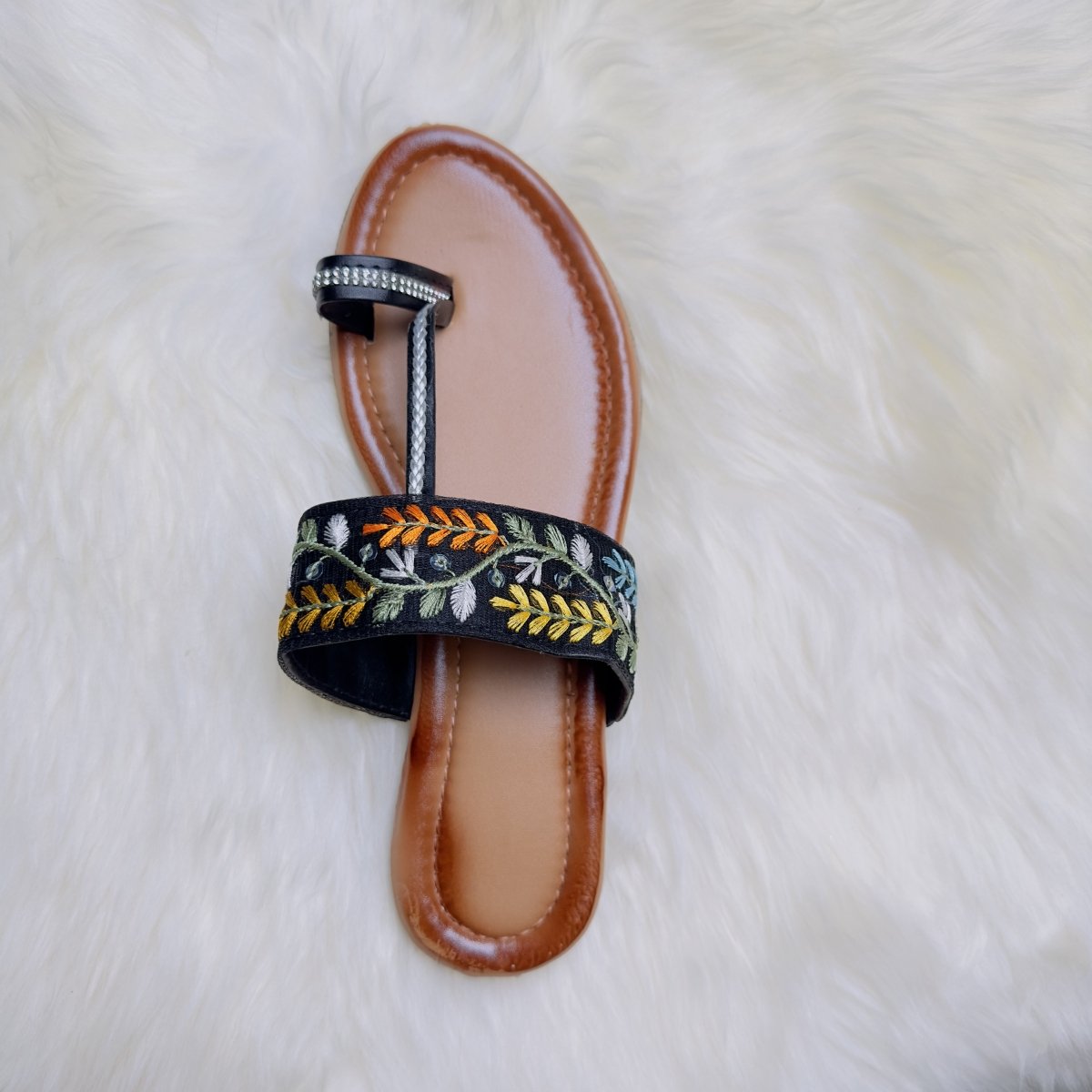 Black Hand - Embroidered Sandals – Bold Floral Elegance - swadeshsouq.com