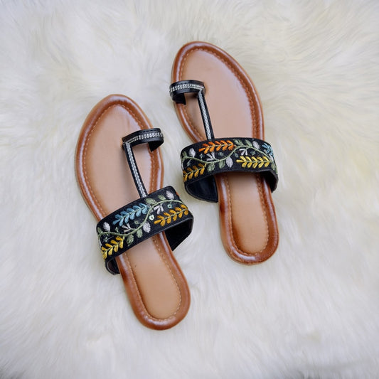 Black Hand - Embroidered Sandals – Bold Floral Elegance - swadeshsouq.com