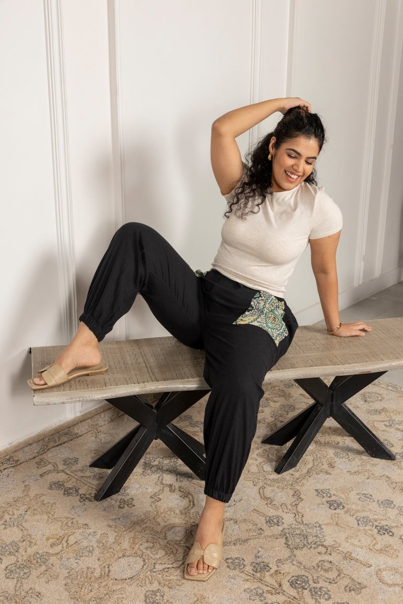 Black Pure Cotton Hoppers Pants – Free Size, Regular Fit Everyday Lounge Wear - swadeshsouq.com