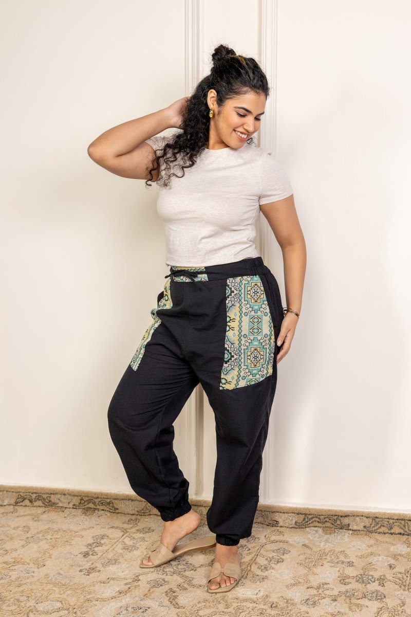 Black Pure Cotton Hoppers Pants – Free Size, Regular Fit Everyday Lounge Wear - swadeshsouq.com