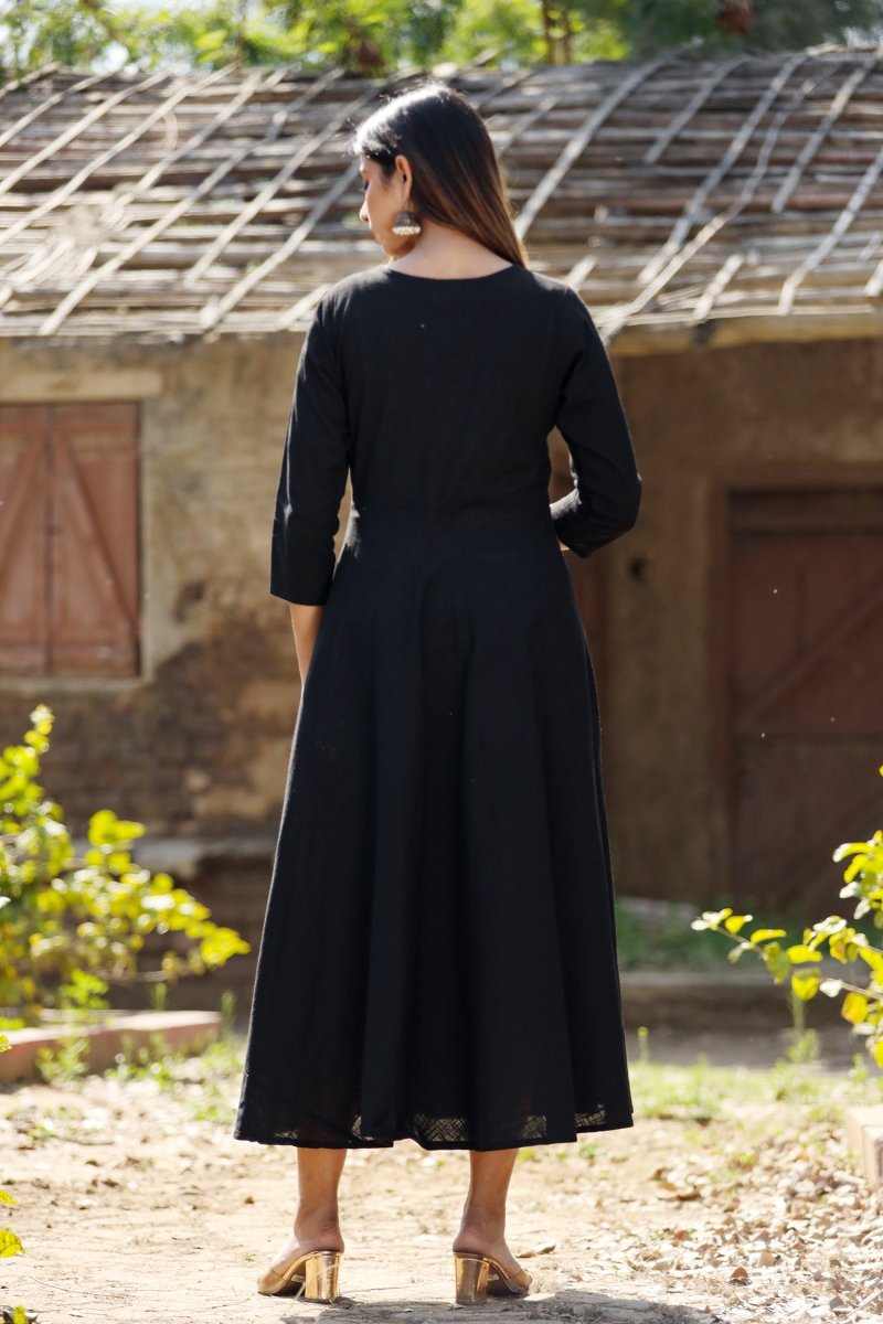 Black Sequin Cotton Anarkali Kurta – Sparkle with Grace - swadeshsouq.com