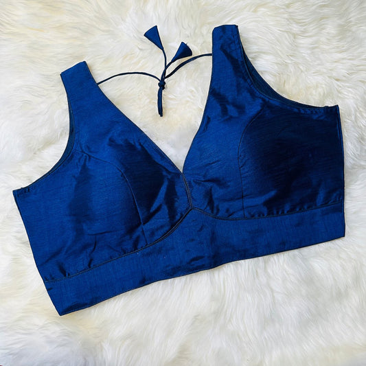 Blue Silk Blouse – Plus Size Perfect Fit (38 to 44) – Elegant & Versatile - swadeshsouq.com