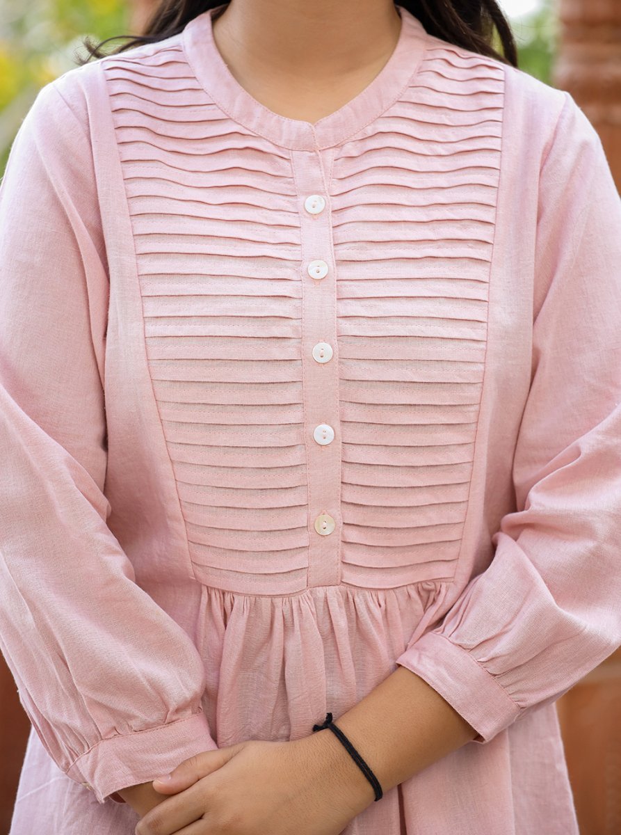 Blush Charm Pastel Peach Cotton Tunic Top - swadeshsouq.com