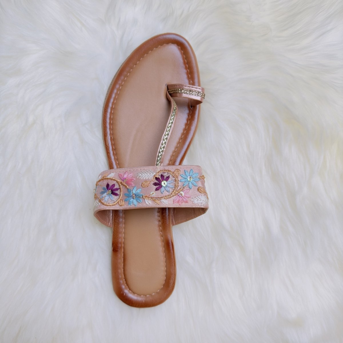 Blush Pink Hand - Embroidered Sandals – Delicate Floral Elegance - swadeshsouq.com