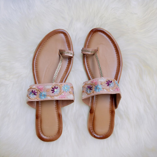 Blush Pink Hand - Embroidered Sandals – Delicate Floral Elegance - swadeshsouq.com