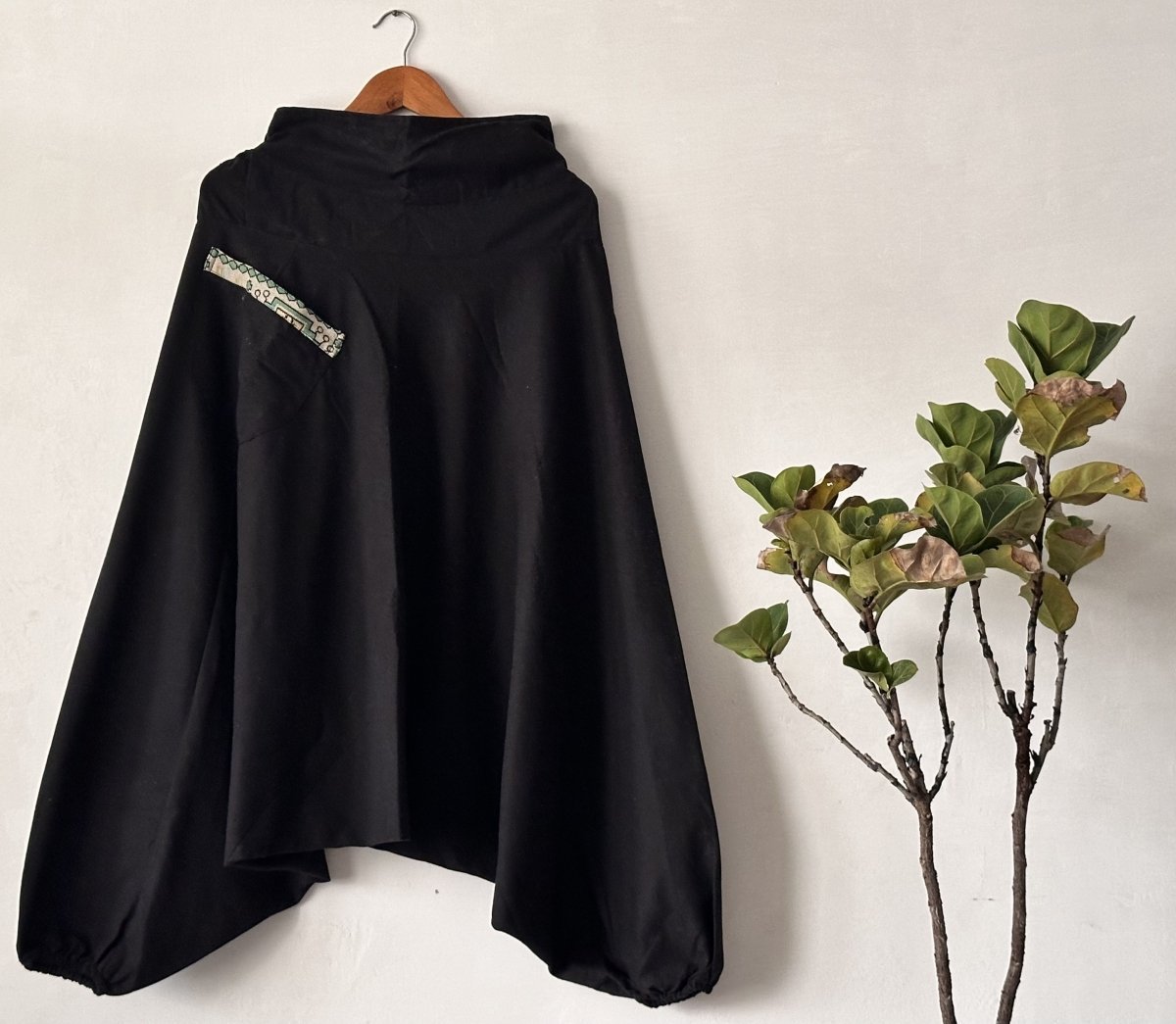 Bohemian Harem Pants with Side Patch - Black | Yoga Wear | Casual Wear - swadeshsouq.com