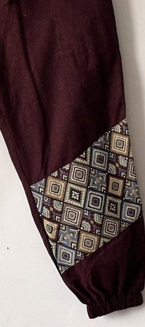 Bohemian Patchwork Joggers - Deep Maroon | Yoga Wear - swadeshsouq.com