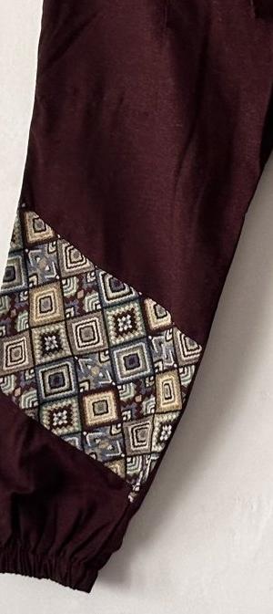 Bohemian Patchwork Joggers - Deep Maroon | Yoga Wear - swadeshsouq.com