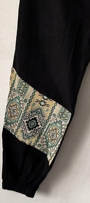 Bohemian Patchwork Joggers | Yoga Wear | Black - swadeshsouq.com